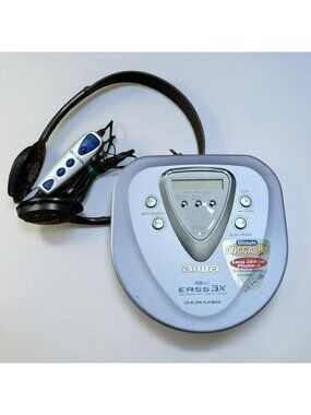 Vintage Aiwa Portable CD Player Headphones Remote Anti-Shock Running XP-V7230